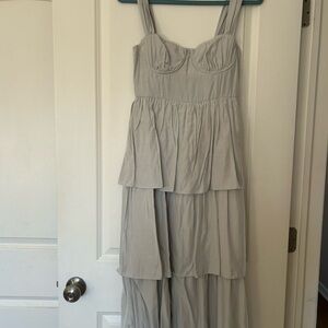 WeWoreWhat Light Gray Tiered Midi Dress
